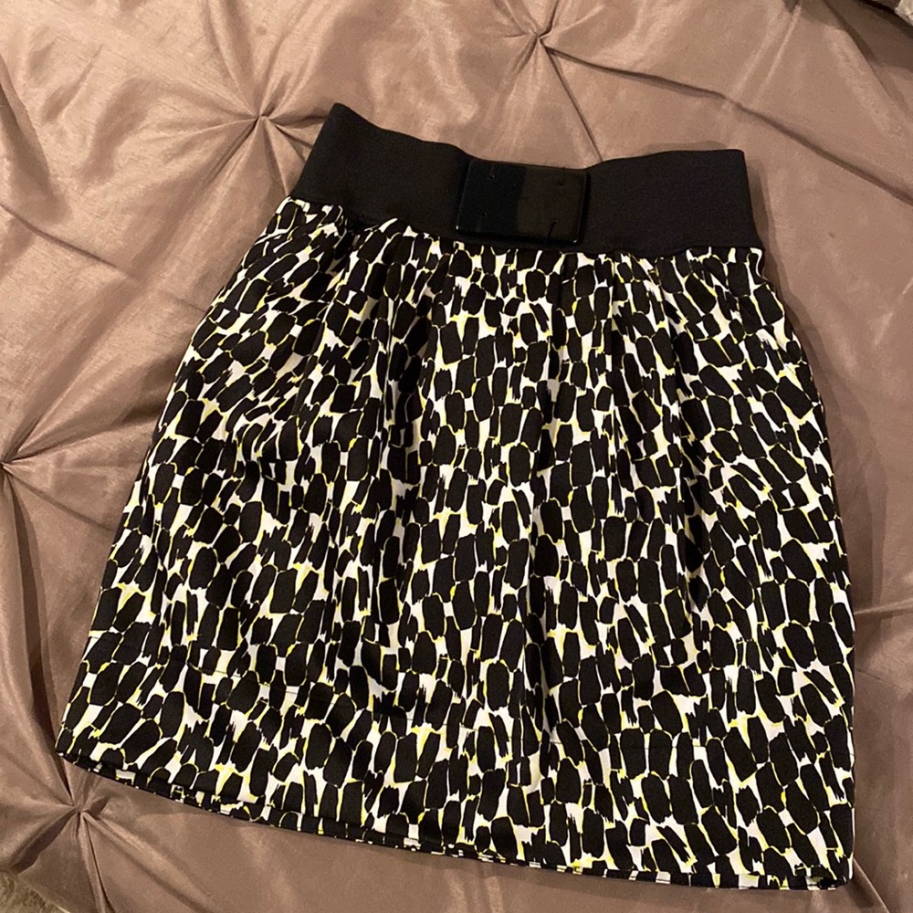 Black white and neon yellow skirt